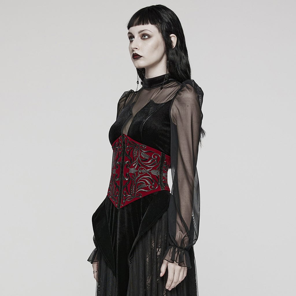 PUNK RAVE Women's Gothic Underbust Corset Black-Red