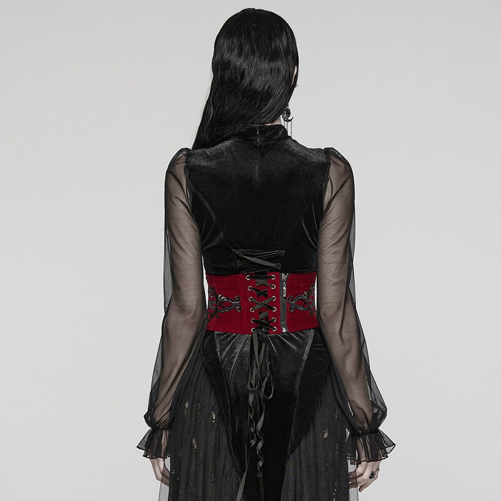Women's Gothic Underbust Corset Black-Red – Punk Design