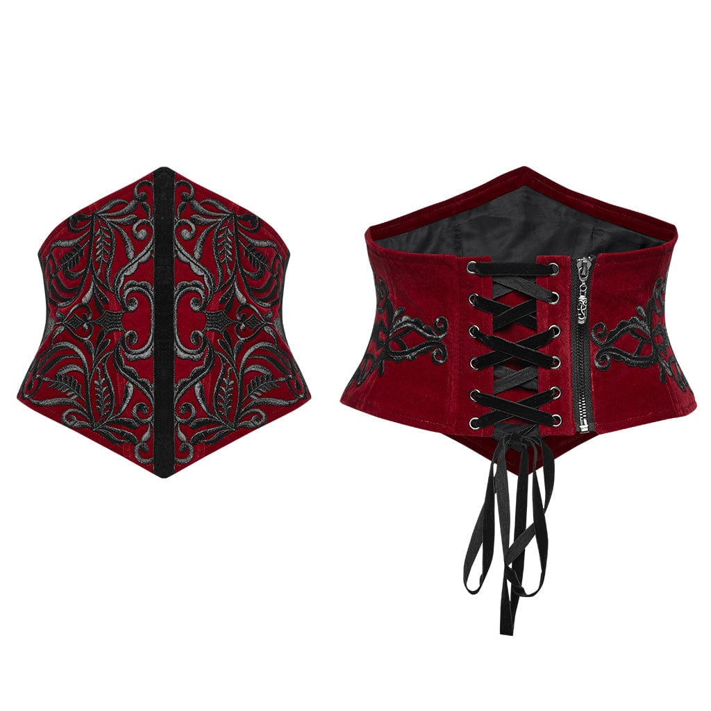 Women's Gothic Underbust Corset Black-Red – Punk Design