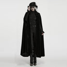 PUNK RAVE Women's Gothic Vintage Embroidered Faux Fur Trim Velvet Cloak