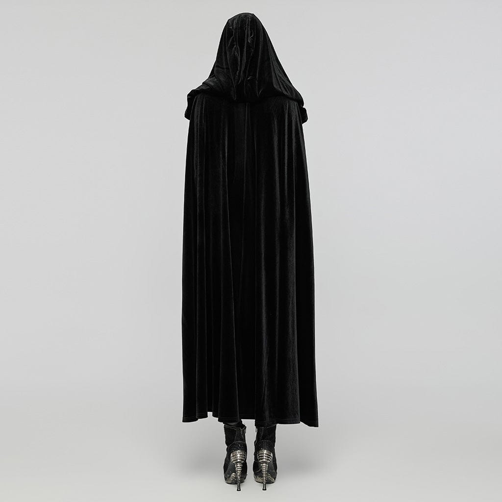 PUNK RAVE Women's Gothic Witchy Velvet Cloak with Hood