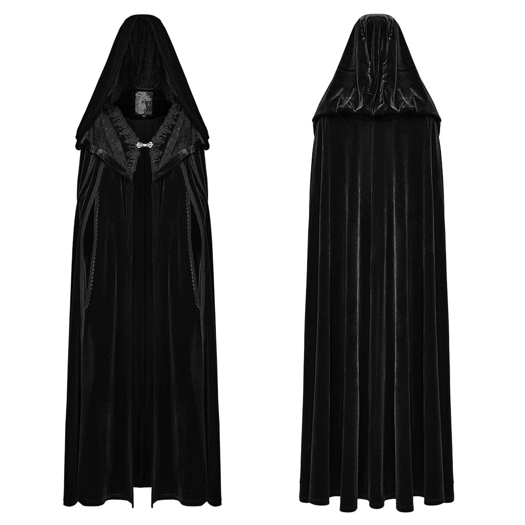 PUNK RAVE Women's Gothic Witchy Velvet Cloak with Hood