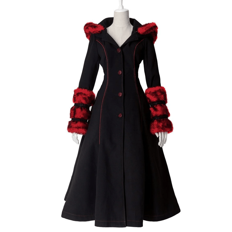 PUNK RAVE Women's Gothic Women's Hooded Overcoat