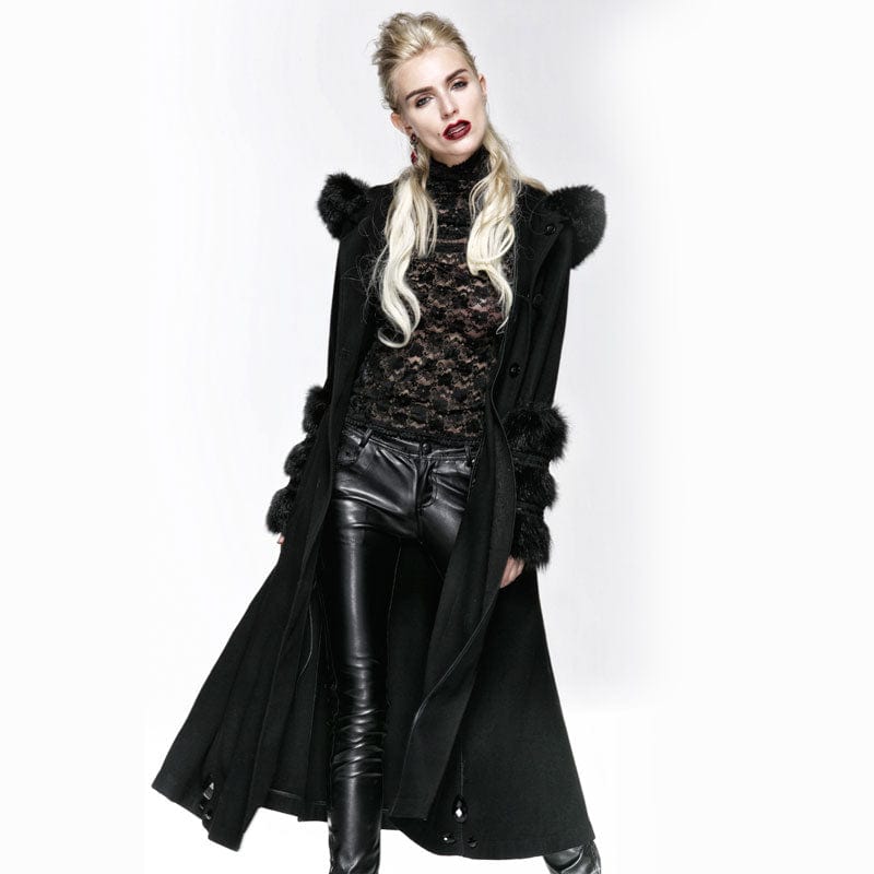 PUNK RAVE Women's Gothic Women's Hooded Overcoat