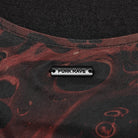 PUNK RAVE Women's Grunge Blood Printed Drawstring Mesh Dress