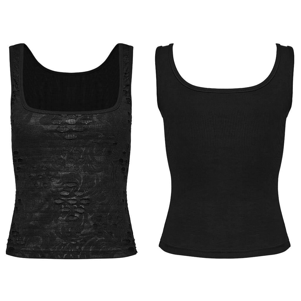 PUNK RAVE Women's Grunge Decadent Distressed Tank Top
