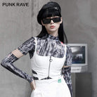 PUNK RAVE Women's Grunge Front Zip Slip Faux Leather Vests