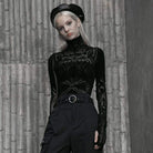 PUNK RAVE Women's Grunge Geometric Pattern Long Sleeve Shirts