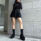 PUNK RAVE Women's Grunge Geometric Pattern Long Sleeve Shirts