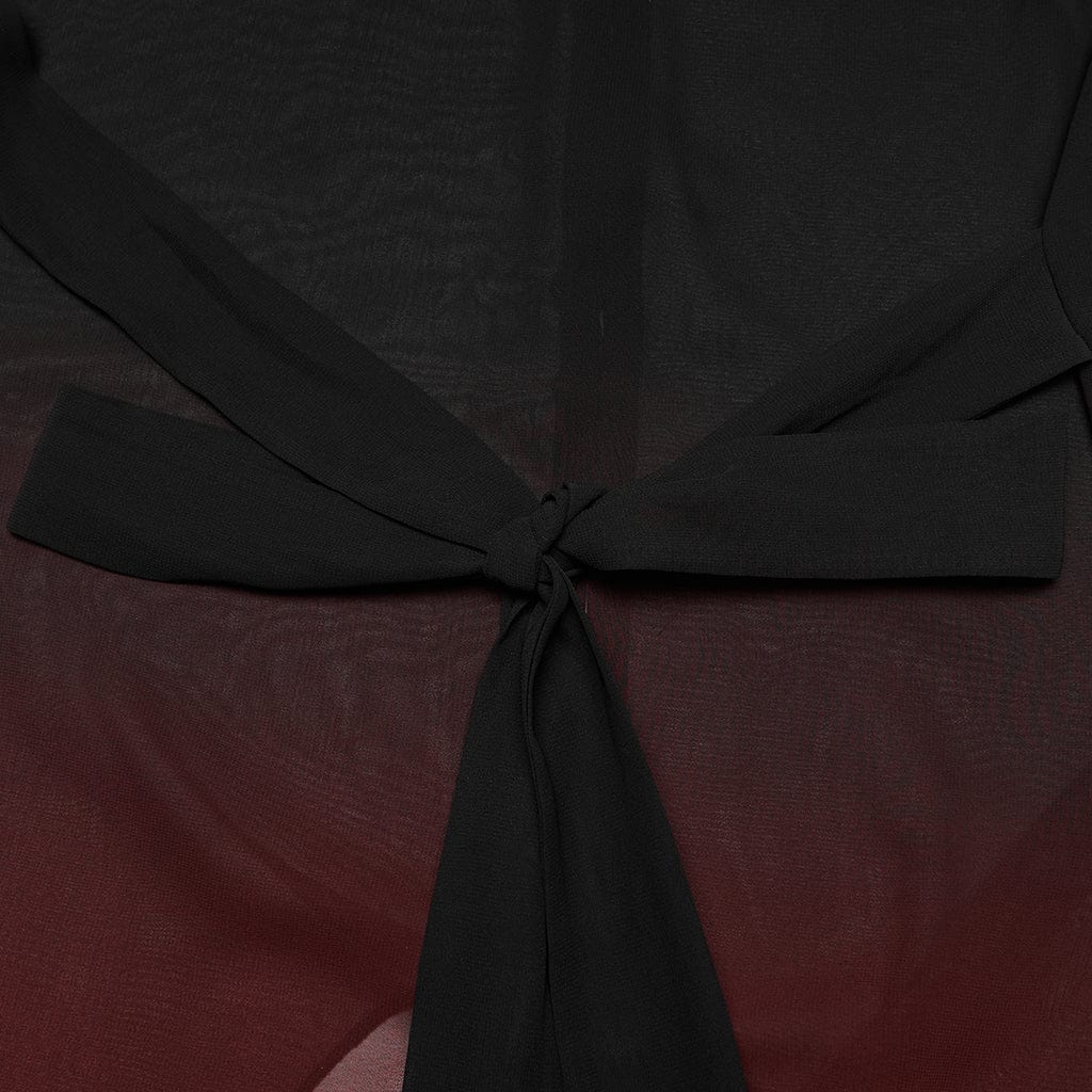 PUNK RAVE Women's Grunge Gradient Flared Sleeve Sheer Chiffon Shirt