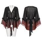 PUNK RAVE Women's Grunge Gradient Flared Sleeve Sheer Chiffon Shirt