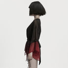 PUNK RAVE Women's Grunge Gradient Flared Sleeve Sheer Chiffon Shirt