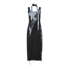 PUNK RAVE Women's Grunge Ink Printed Split Slip Dress with Neckwear