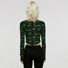 PUNK RAVE Women's Grunge Irregular Contrast Color Shirt