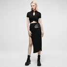 PUNK RAVE Women's Grunge Landscape Painting Side Cutout Long Wrapped Skirt