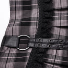 PUNK RAVE Women's Grunge Plaid Eyelet Mesh Ring Pleated Skirt Pink