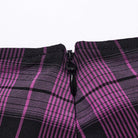 PUNK RAVE Women's Grunge Plaid Eyelet Mesh Ring Pleated Skirt Violet