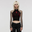 PUNK RAVE Women's Grunge Ripped Halterneck Tank Top