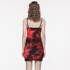 PUNK RAVE Women's Grunge Ruffled Tie-dyed Slip Dress Red