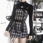 PUNK RAVE Women's Lace-up Ruched Fitted Plaid Slip Dresses