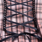 PUNK RAVE Women's Lace-up Ruched Fitted Plaid Slip Dresses