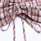 PUNK RAVE Women's Lace-up Ruched Fitted Plaid Slip Dresses