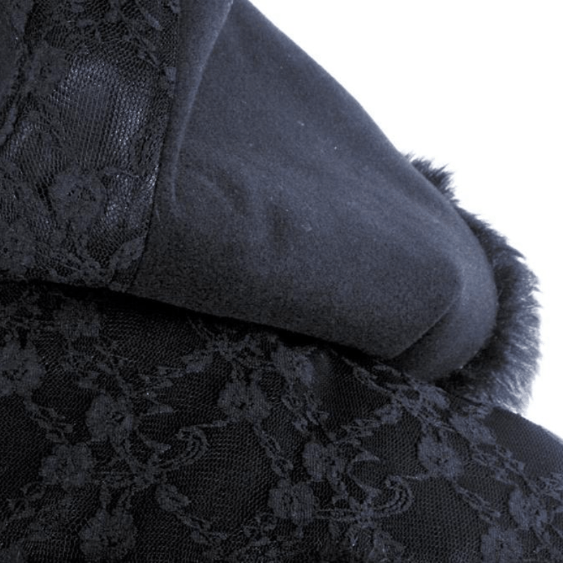 PUNK RAVE Women's Lolita Hooded Bowknot Overcoat