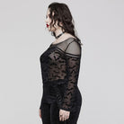 PUNK RAVE Women's Plus Size Gothic Bat Mesh Shirt