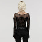 PUNK RAVE Women's Plus Size Gothic Bat Mesh Shirt