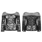 PUNK RAVE Women's Plus Size Gothic Bat Mesh Shirt