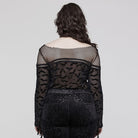 PUNK RAVE Women's Plus Size Gothic Bat Mesh Shirt