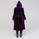 PUNK RAVE Women's Plus Size Gothic Flared Sleeved Velvet Coat with Hood