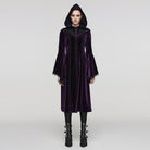 PUNK RAVE Women's Plus Size Gothic Flared Sleeved Velvet Coat with Hood