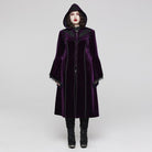 PUNK RAVE Women's Plus Size Gothic Flared Sleeved Velvet Coat with Hood