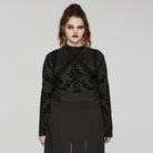 PUNK RAVE Women's Plus Size Gothic Flocking Shirt