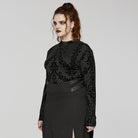 PUNK RAVE Women's Plus Size Gothic Flocking Shirt