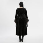 PUNK RAVE Women's Plus Size Gothic Floral Embroidered Lace Splice Velvet Gown Dress Black