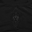 PUNK RAVE Women's Plus Size Gothic Floral Embroidered Pleated Mesh Shirt