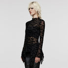 PUNK RAVE Damen-Gothic-Shirt mit unregelmäßigem Fledermaus-Netzstoff in Übergröße