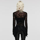PUNK RAVE Damen-Gothic-Shirt mit unregelmäßigem Fledermaus-Netzstoff in Übergröße