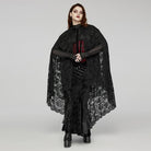 PUNK RAVE Women's Plus Size Gothic Irregular Split Lace Cape with Hood
