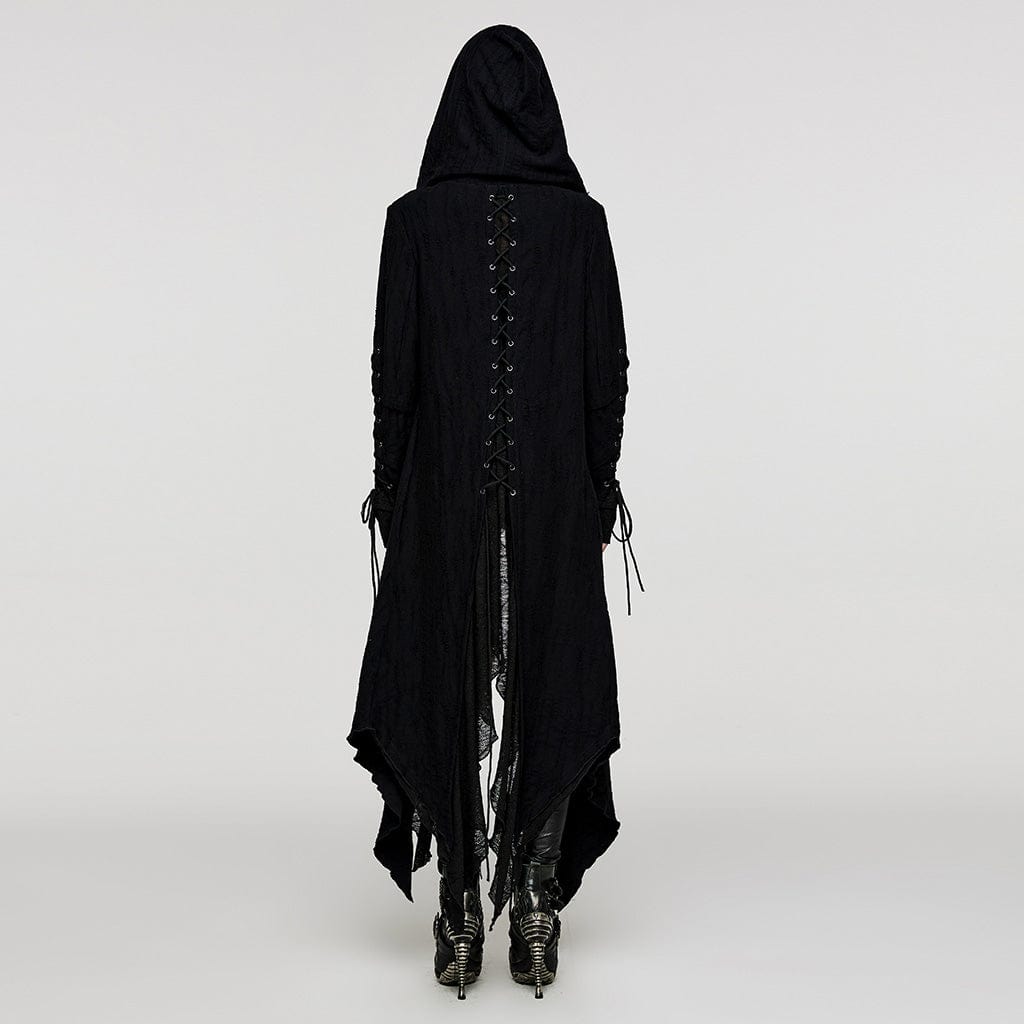 PUNK RAVE Women's Plus Size Gothic Irregular Strappy Distressed Coat