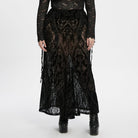 PUNK RAVE Women's Plus Size Gothic Lace-up Sheer Flocked Mesh Skirt
