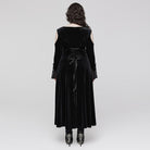 PUNK RAVE Women's Plus Size Gothic Off Shoulder Lace Splice Velvet Dress