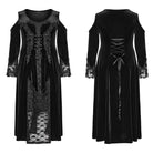 PUNK RAVE Women's Plus Size Gothic Off Shoulder Lace Splice Velvet Dress