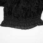 PUNK RAVE Women's Plus Size Gothic Off Shoulder Ruffles Sheer Shirt Black