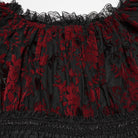 PUNK RAVE Women's Plus Size Gothic Off Shoulder Ruffles Sheer Shirt Black-Red