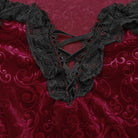 PUNK RAVE Women's Plus Size Gothic Off-the-shoulder Lace-up Red Velvet Gown Dress