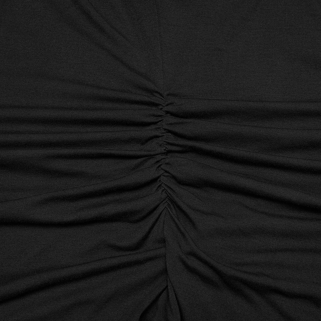 PUNK RAVE Women's Plus Size Gothic Plunging Floral Embroidered T-shirt