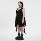 PUNK RAVE Women's Plus Size Gothic Plunging Irregular Ripped Honeymoon Dress
